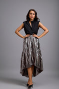 Load image into Gallery viewer, Metallic Gunmetal High-Low Skirt
