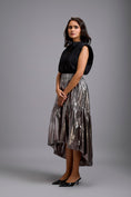 Load image into Gallery viewer, Metallic Gunmetal High-Low Skirt
