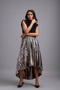 Load image into Gallery viewer, Metallic Gunmetal High-Low Skirt
