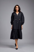 Load image into Gallery viewer, Black Long Gathered Hem Embellished Dress
