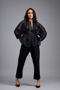 Load image into Gallery viewer, Black Organza Embellished Top With Pants
