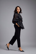 Load image into Gallery viewer, Black Organza Embellished Top With Pants
