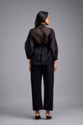 Load image into Gallery viewer, Black Organza Embellished Top With Pants
