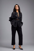Load image into Gallery viewer, Black Organza Embellished Top With Pants
