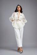 Load image into Gallery viewer, White Organza Embellished Top With Pants
