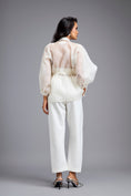 Load image into Gallery viewer, White Organza Embellished Top With Pants

