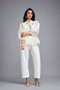 Load image into Gallery viewer, White Organza Embellished Top With Pants
