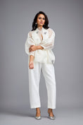 Load image into Gallery viewer, White Organza Embellished Top With Pants
