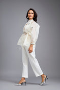 Load image into Gallery viewer, White Organza Embellished Top With Pants
