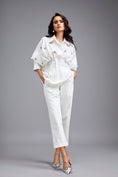Load image into Gallery viewer, White Embellished Button-down Shirt With Pants
