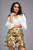 Load image into Gallery viewer, Gold 3D Appliqué Mini Skirt
