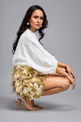 Load image into Gallery viewer, Gold 3D Appliqué Mini Skirt
