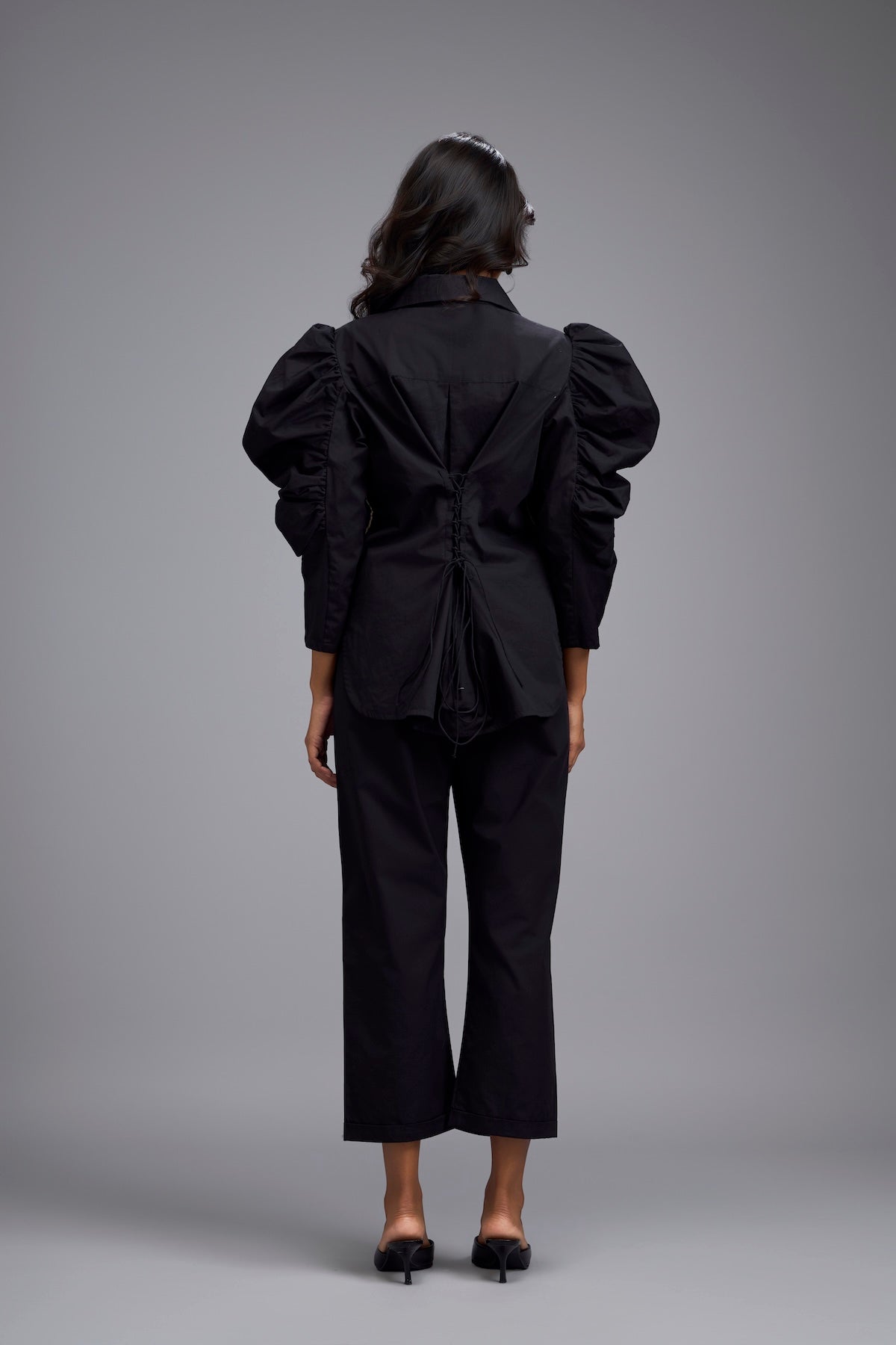 Black Puff-sleeve Corset Co-ord Set