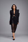 Load image into Gallery viewer, Black Cold-shoulder Embellished Button Blazer
