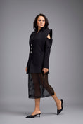Load image into Gallery viewer, Black Cold-shoulder Embellished Button Blazer
