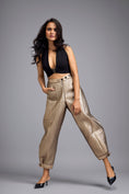Load image into Gallery viewer, Gold Metallic Quilted Pants
