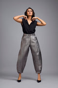 Load image into Gallery viewer, Gunmetal Metallic Quilted Pants
