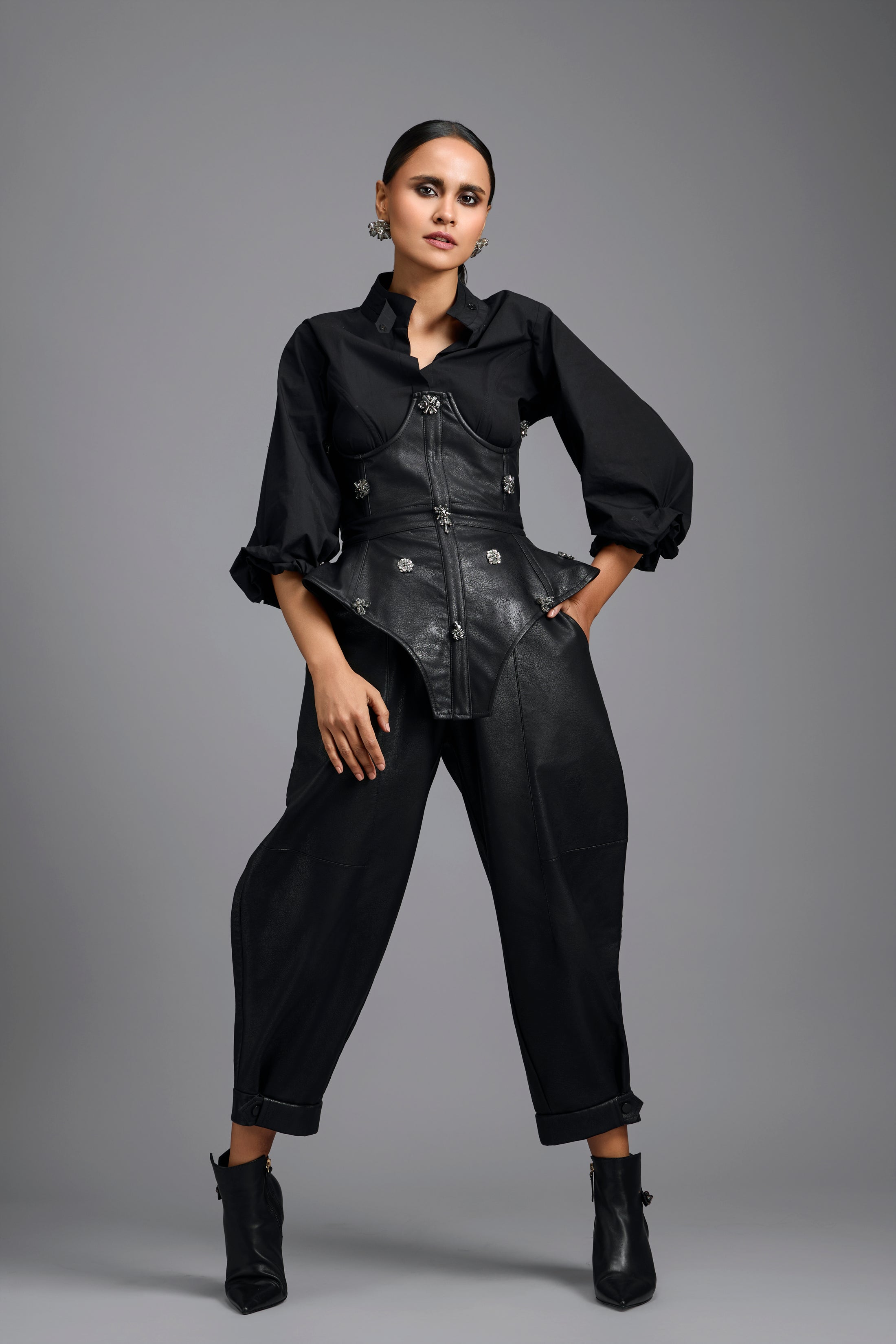 Structured Corset Shirt & Tapered Pants Co-ord