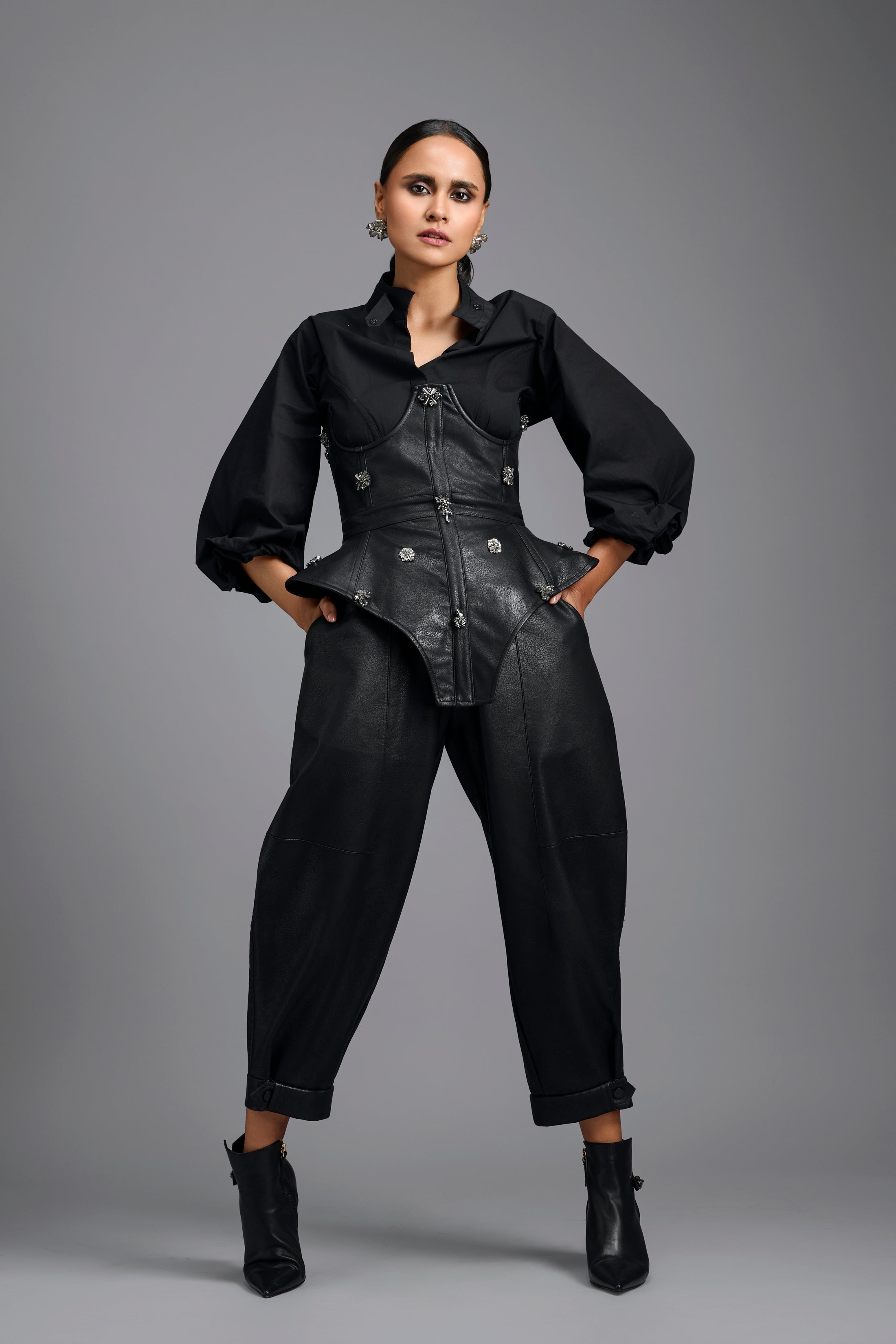 Structured Corset Shirt & Tapered Pants Co-ord