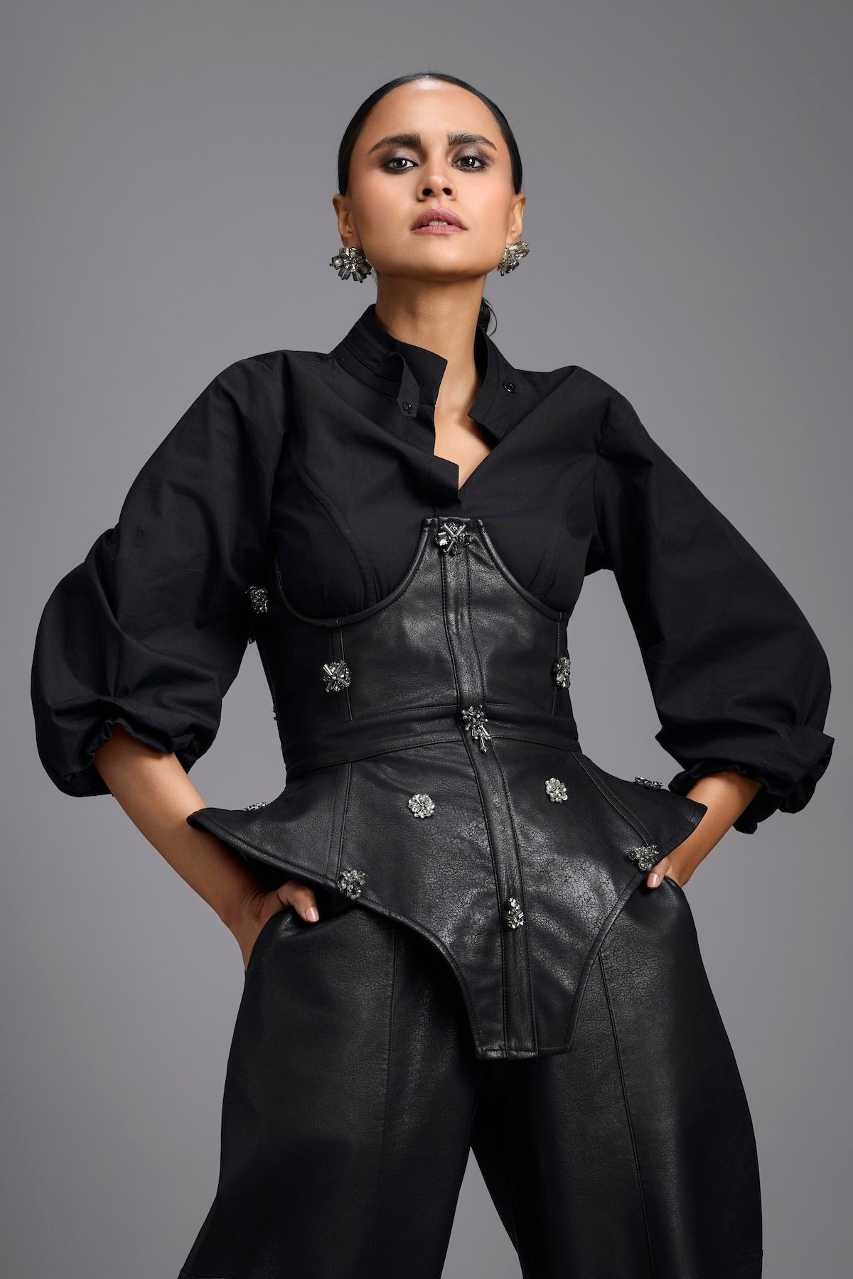 Structured Corset Shirt & Tapered Pants Co-ord