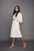 Load image into Gallery viewer, White Midi Dress With Cut Out At Waist And Back
