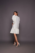 Load image into Gallery viewer, White Dress With Puffed Sleeves Comes With Belt
