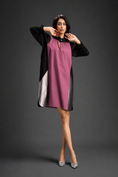 Load image into Gallery viewer, Colourblock Tunic Dress In Pink And Black With Metallic Silver Side Panels
