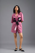 Load image into Gallery viewer, PINK TAILORED PLAYSUIT WITH NEON COLOUR-BLOCK POCKET PANEL
