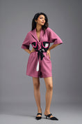 Load image into Gallery viewer, PINK TAILORED PLAYSUIT WITH NEON COLOUR-BLOCK POCKET PANEL
