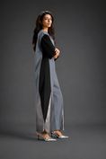 Load image into Gallery viewer, Colorblock Jumpsuit In Cool Grey , Black & Metallic Panels With Relaxed Fit
