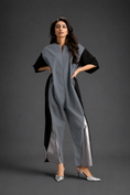 Load image into Gallery viewer, Colorblock Jumpsuit In Cool Grey , Black & Metallic Panels With Relaxed Fit
