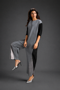 Load image into Gallery viewer, Colorblock Jumpsuit In Cool Grey , Black & Metallic Panels With Relaxed Fit
