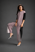 Load image into Gallery viewer, Colorblock Jumpsuit In Ash Pink , Black & Metallic Panels With Relaxed Fit
