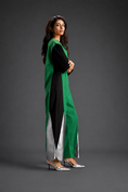 Load image into Gallery viewer, Colorblock Jumpsuit In Parrot Green , Black & Metallic Panels With Relaxed Fit
