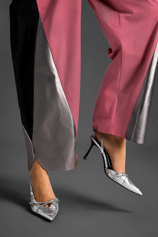 Colorblock Jumpsuit In Pink, Black & Metallic Panels With Relaxed Fit