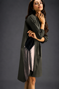 Load image into Gallery viewer, Oversized Dark Green Shirt Dress With Black And Metallic Side Panels
