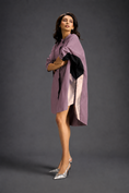 Load image into Gallery viewer, Oversized Ash Pink Shirt Dress With Black And Metallic Side Panels
