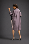 Load image into Gallery viewer, Oversized Ash Pink Shirt Dress With Black And Metallic Side Panels

