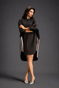 Load image into Gallery viewer, Oversized Dark Brown Shirt Dress With Black And Metallic Side Panels
