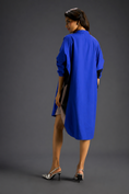 Load image into Gallery viewer, Oversized Blue Shirt Dress With Black And Metallic Side Panels
