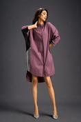 Load image into Gallery viewer, Oversized Pink Shirt Dress With Black And Metallic Side Panels
