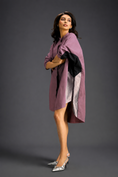 Load image into Gallery viewer, Oversized Pink Shirt Dress With Black And Metallic Side Panels
