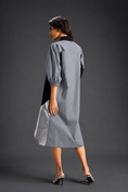 Load image into Gallery viewer, Cool Grey Shirt Dress With Black Panels And Metallic Side Detailing
