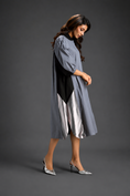 Load image into Gallery viewer, Cool Grey Shirt Dress With Black Panels And Metallic Side Detailing
