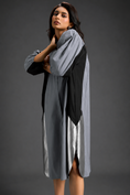 Load image into Gallery viewer, Cool Grey Shirt Dress With Black Panels And Metallic Side Detailing
