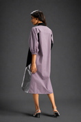 Load image into Gallery viewer, Ash Pink Shirt Dress With Black Panels And Metallic Side Detailing
