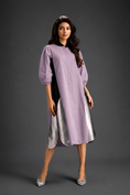 Load image into Gallery viewer, Ash Pink Shirt Dress With Black Panels And Metallic Side Detailing
