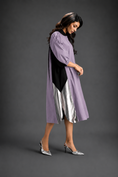 Load image into Gallery viewer, Ash Pink Shirt Dress With Black Panels And Metallic Side Detailing

