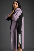 Load image into Gallery viewer, Ash Pink Shirt Dress With Black Panels And Metallic Side Detailing
