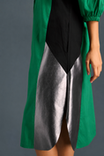 Load image into Gallery viewer, Parrot  Green Shirt Dress With Black Panels And Metallic Side Detailing
